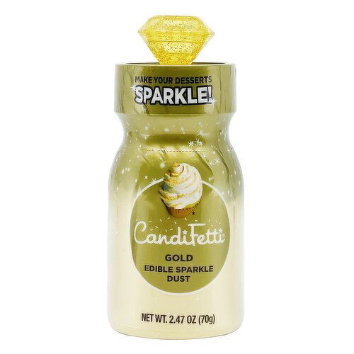 CandiFetti Gold Edible Sparkle Dust w/Figural Lid