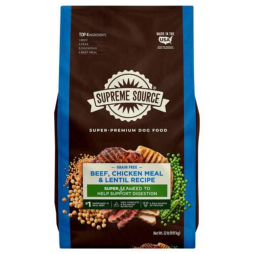 Supreme Source Super-Premium Grain Free Beef, Chicken Meal & Lentil Recipe Dog Food