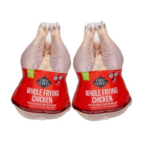 First Street Whole Frying Chicken, 2 Pack