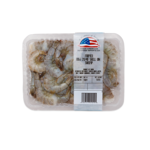Raw Shell On Shrimp 31/40 ct  Previously Frozen