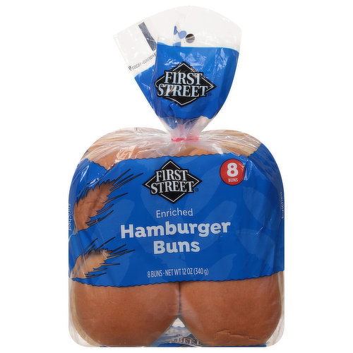 First Street Hamburger Buns, Enriched