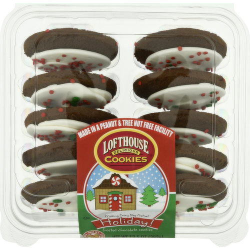 Lofthouse Chocolate Cookies, Frosted, Holiday