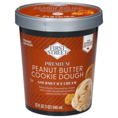 First Street Premium Peanut Butter Cookie Dough Gourmet Ice Cream