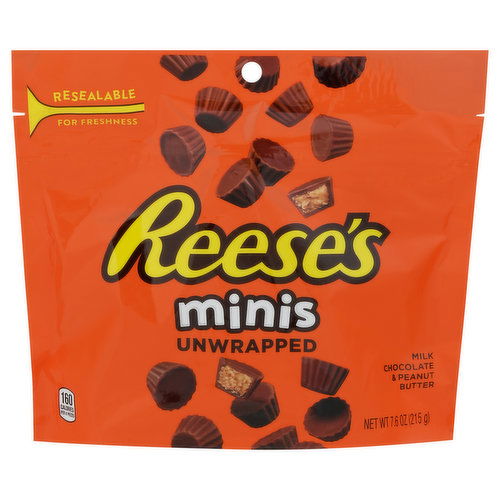 Reese's Milk Chocolate & Peanut Butter Cups, Minis, Unwrapped