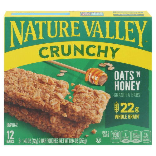 Nature Valley Granola Bars, Crunchy, Oats 'N Honey