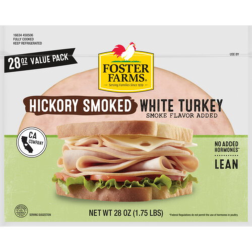 Foster Farms Hickory Smoked White Turkey Deli Meat Image 1 of 9