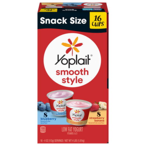 Yoplait Smooth Style Low Fat Blueberry/Strawberry Banana Snack Size Yogurt