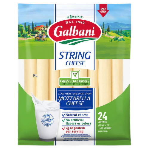 Galbani String Cheese, Mozzarella, Low Moisture Part Skim