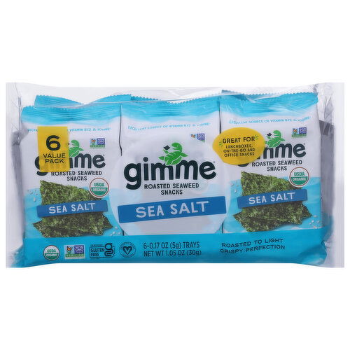 Gimme Seaweed Snack, Roasted, Sea Salt, Value Pack