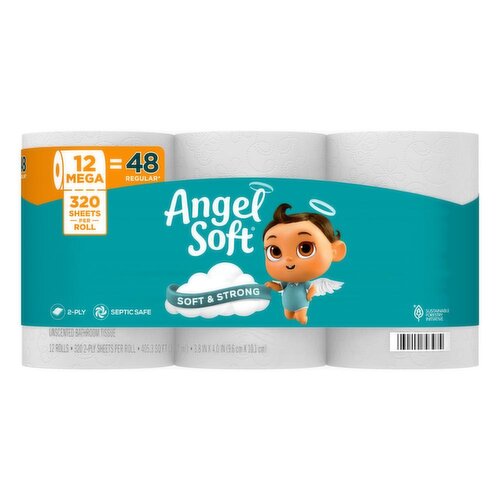 Angel Soft 2-Ply Mega Rolls Unscented Mega Rolls Bathroom Tissue