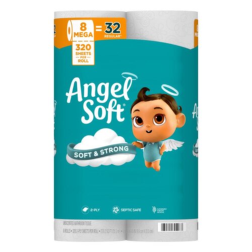 Angel Soft 2-Ply Mega Rolls Unscented Mega Rolls Bathroom Tissue