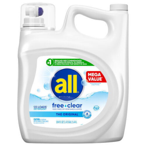 All Detergent, Free Clear, The Original, Mega Value