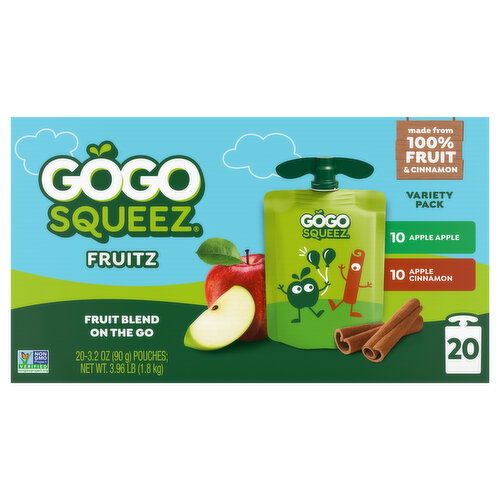 GoGo Squeez On The Go Apple Apple/Apple Cinnamon Fruit Blend Variety Pack