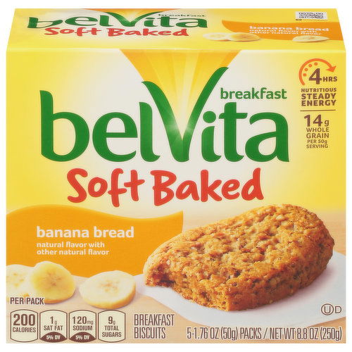 belVita Breakfast Biscuits, Banana Bread, Soft Baked