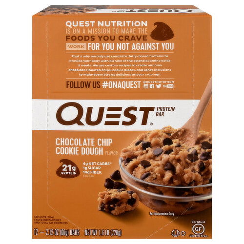Quest Protein Bars, Chocolate Chip Cookie Dough