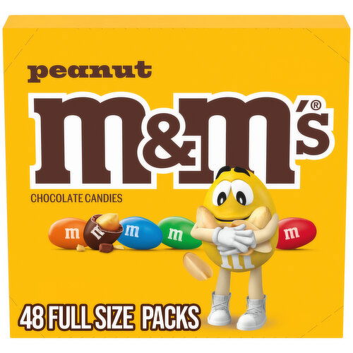 M&M'S Individually Wrapped Peanut Milk Chocolate Candy Bulk, 1.74 Oz Packs, 48 Ct Box - 83.52 Ounce
