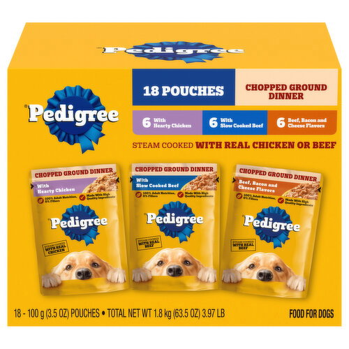 Pedigree Food for Dogs, Chopped Ground Dinner, Variety Pack Image 1 of 5