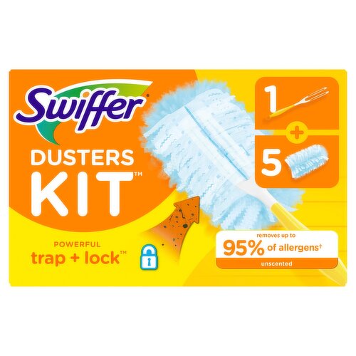 Swiffer Dusters Starter Kit, Kit Includes 1 Handle and 5 Dusters