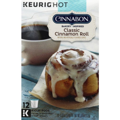 Cinnabon Coffee, Light Roast, Classic Cinnamon Roll, K-Cup Pods