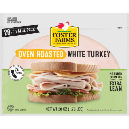 Foster Farms Oven Roasted White Turkey Deli Meat Image 1 of 8