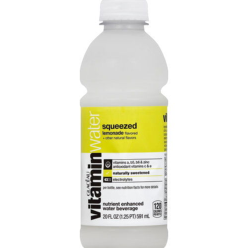 vitaminwater Water Beverage, Nutrient Enhanced, Squeezed, Lemonade Flavored