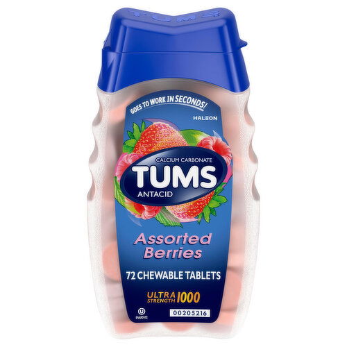 Tums Antacid, Ultra Strength, 1000 mg, Chewable Tablets, Assorted Berries