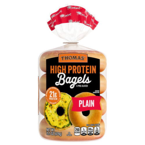 Thomas' Pre-Sliced High Protein Plain Bagels