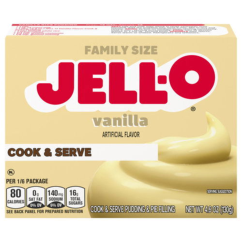 Jell-O Pudding & Pie Filling, Vanilla, Cook & Serve, Family Size