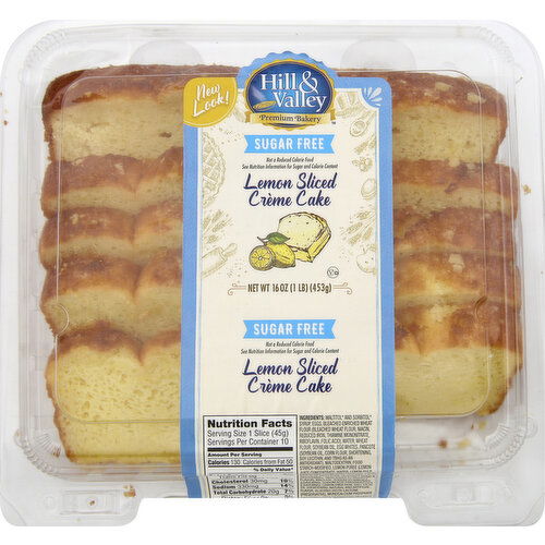 HILL & VALLEY Creme Cake, Sugar Free, Lemon Sliced