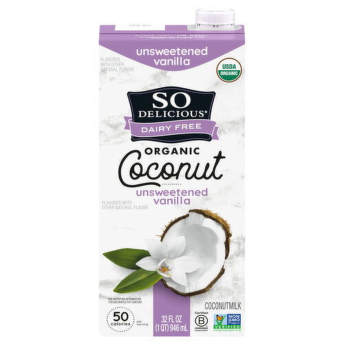 So Delicious Dairy Free Organic Coconut Unsweetened Vanilla Coconutmilk