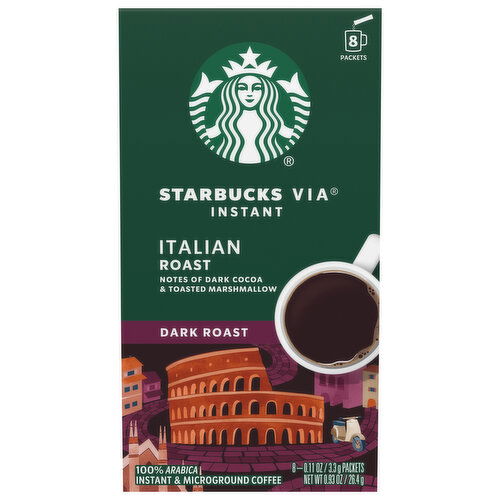 Starbucks Coffee, Italian Roast, Dark Roast, Instant & Microground