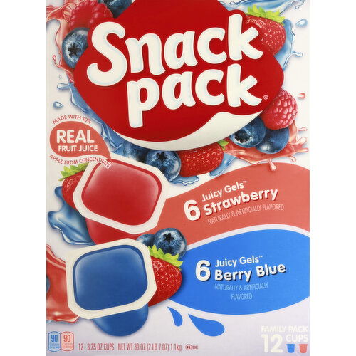 Snack Pack Juicy Gels, Strawberry/Berry Blue, Family Pack