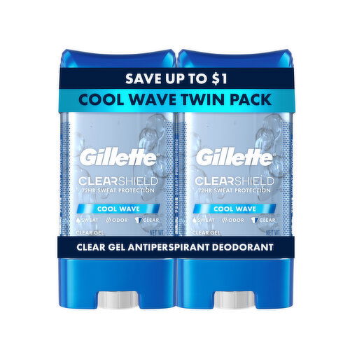 Gillette Clear Gel Antiperspirant and Deodorant for Men Artic Ice Scent Twin Pack