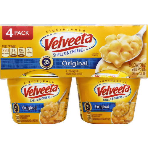 Velveeta Shells/Cheese, Original, 4 Pack