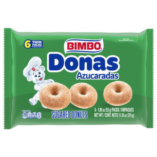 Bimbo Sugared Donuts, Club Pack, 6 twin packs, 11.1 oz