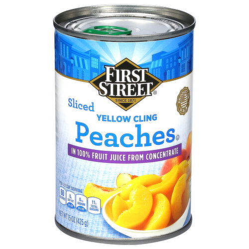 First Street Sliced Yellow Cling Peaches in 100% Fruit Juice from Concentrate