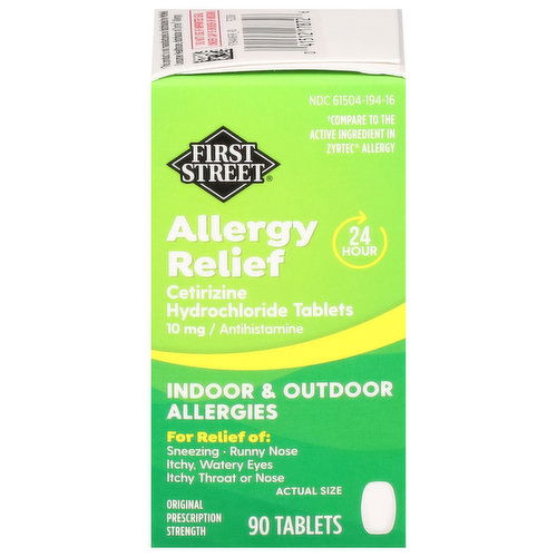 First Street Allergy Relief, Indoor & Outdoor, 10 mg, Tablets