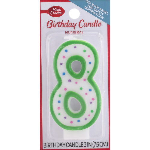 Betty Crocker Birthday Candle, Numeral 8, 3 Inch