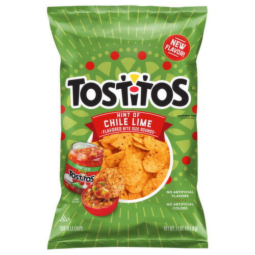 Tostitos Tortilla Chips, Hint of Chile Lime, Bite Size Rounds