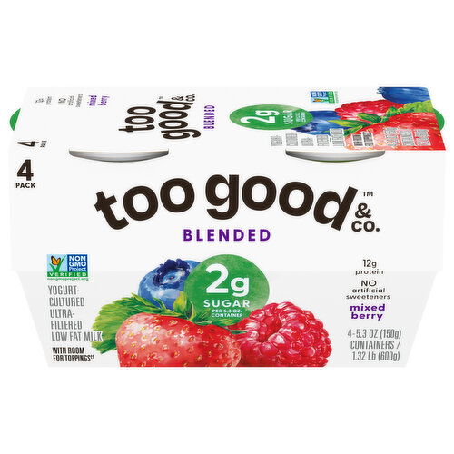 Too Good & Co. Blended Ultra-Filtered Cultured Low Fat Milk Mixed Berry Yogurt