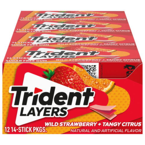 Trident Gum, Sugar Free, Wild Strawberry + Tangy Citrus