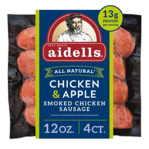 Aidells Smoked Chicken Sausage, Chicken & Apple, (4 Fully Cooked Links)