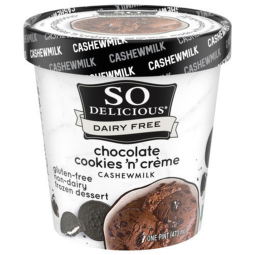 So Delicious Dairy Free Frozen Dessert, Gluten free, Non-Dairy, Cashewmilk, Chocolate Cookies N Creme