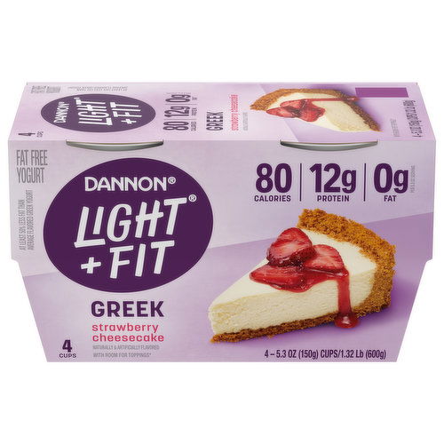 Dannon Yogurt, Fat Free, Greek, Strawberry Cheesecake