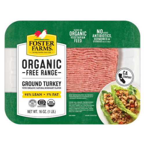 Foster Farms Pork, Free Range, Ground, Organic, 93/7