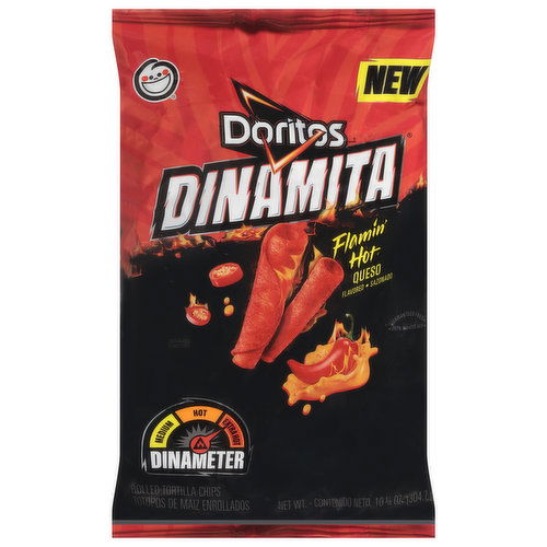 Doritos Tortilla Chips, Rolled, Flamin' Hot Queso Flavored