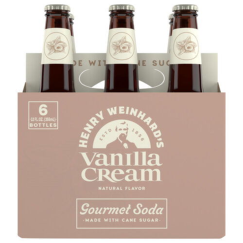 Henry Weinhard's Gourmet Soda, Vanilla Cream, 6 Pack