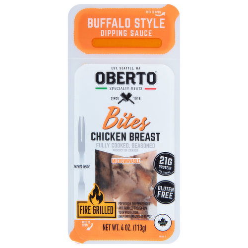 Oberto Chicken Breast, Bites, Buffalo Style Dipping Sauce, Fire Grilled