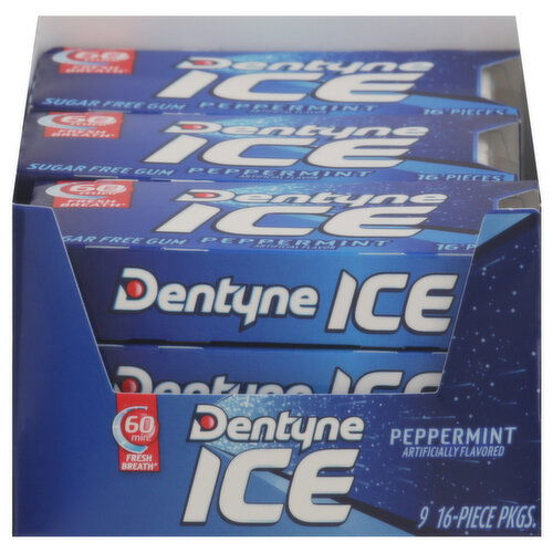 Dentyne Ice Gum, Sugar Free, Peppermint, 9 Pack