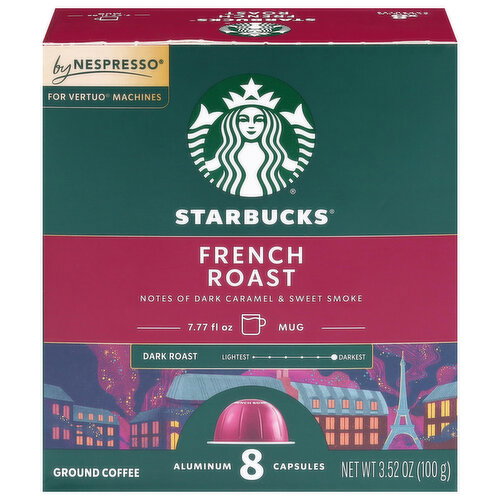 Starbucks Ground Aluminum Capsules Dark Roast French Roast Coffee